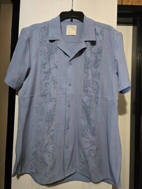 Cabana Fashions Men's Light Blue Short-Sleeve Button Down Shirt - Large